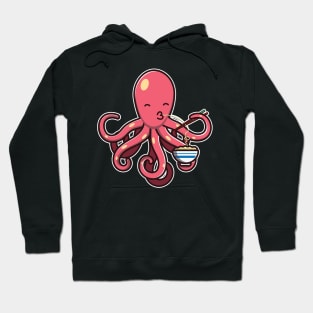 Cute Octopus Eating Ramen Noodle Kawaii Octopus for kids print Hoodie